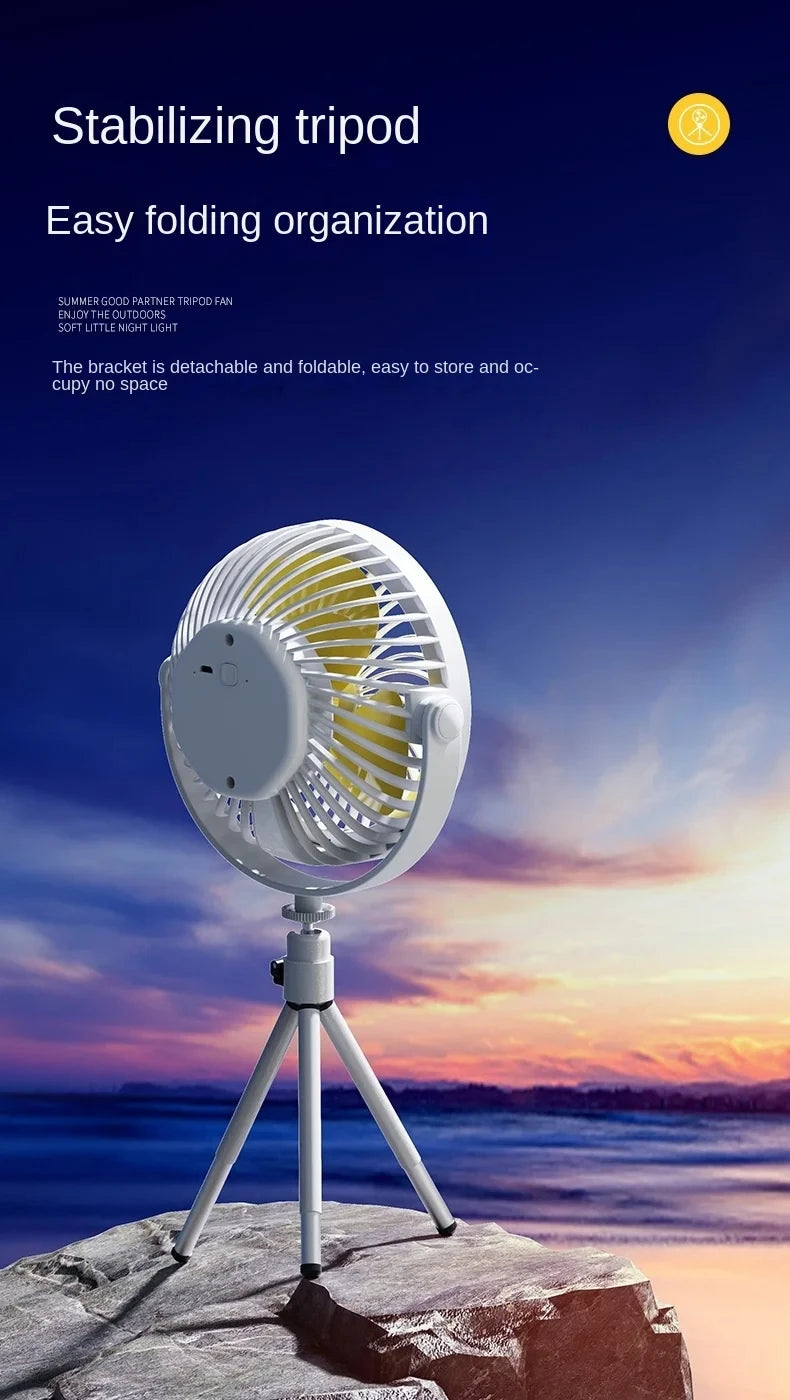 Portable LED Camping Fan - Rechargeable & Cordless