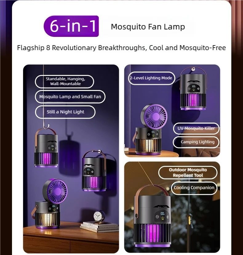 6-in-1 Mosquito Killer Lamp with Fan & Night Light