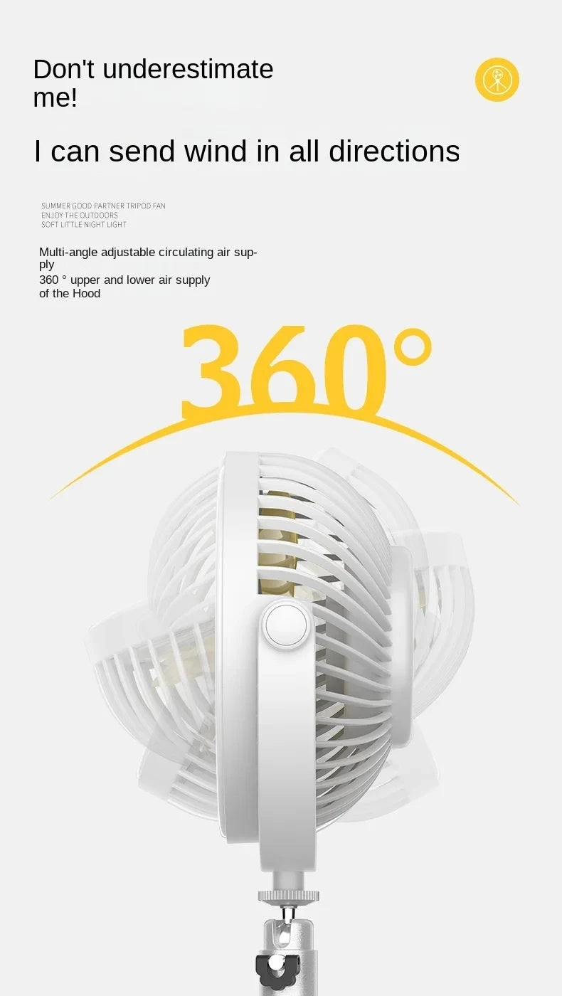 Portable LED Camping Fan - Rechargeable & Cordless