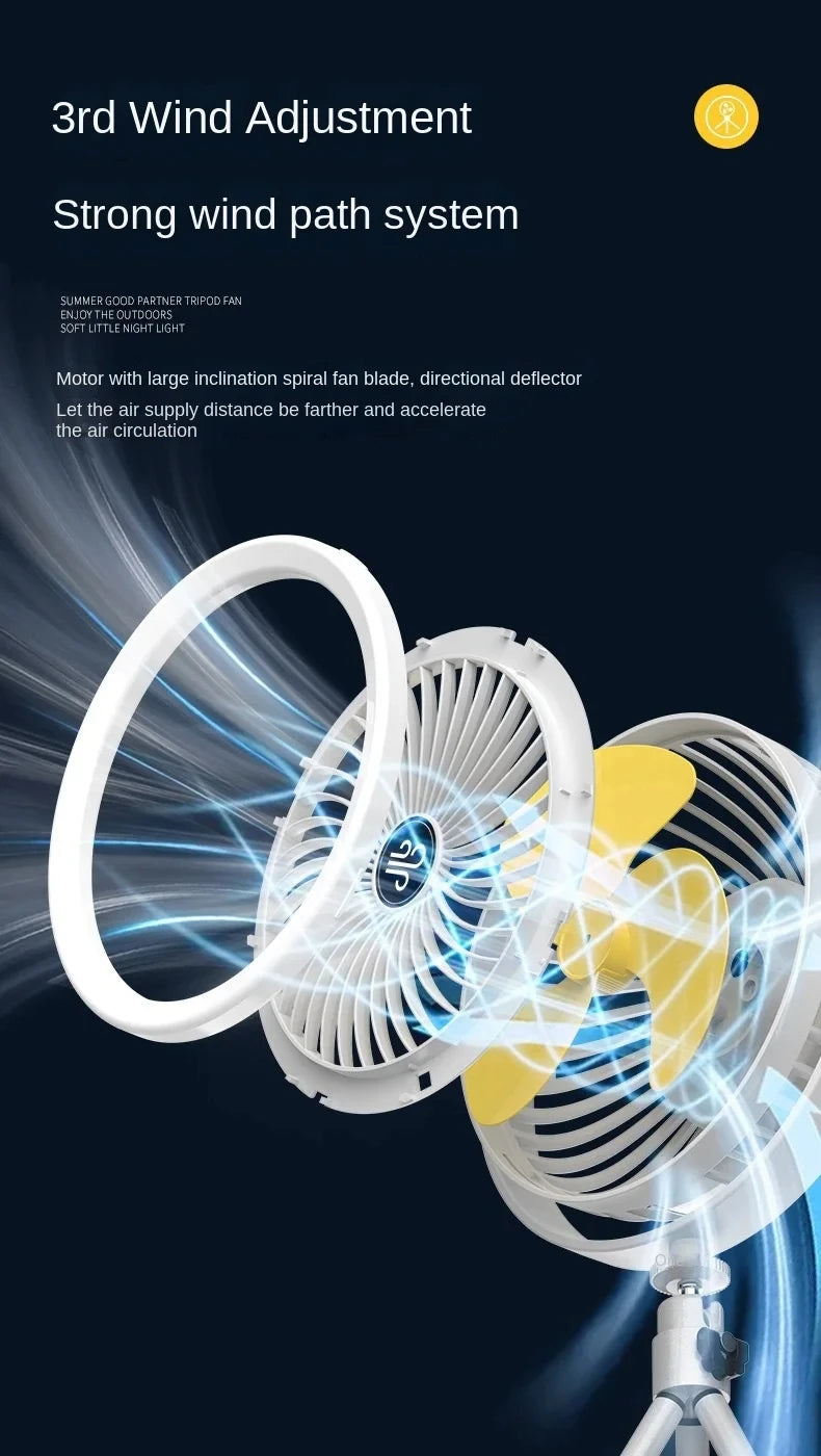 Portable LED Camping Fan - Rechargeable & Cordless