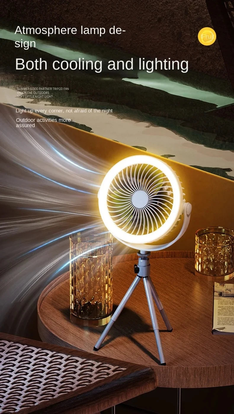 Portable LED Camping Fan - Rechargeable & Cordless