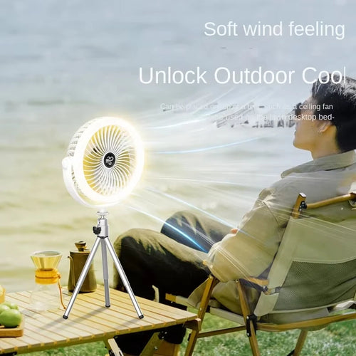 Portable LED Camping Fan - Rechargeable & Cordless