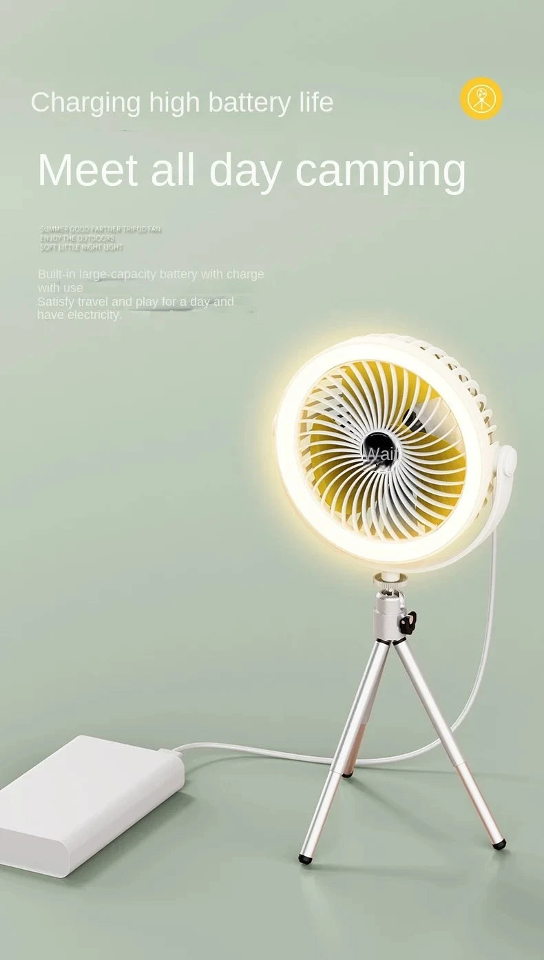 Portable LED Camping Fan - Rechargeable & Cordless