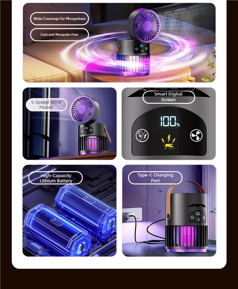 6-in-1 Mosquito Killer Lamp with Fan & Night Light