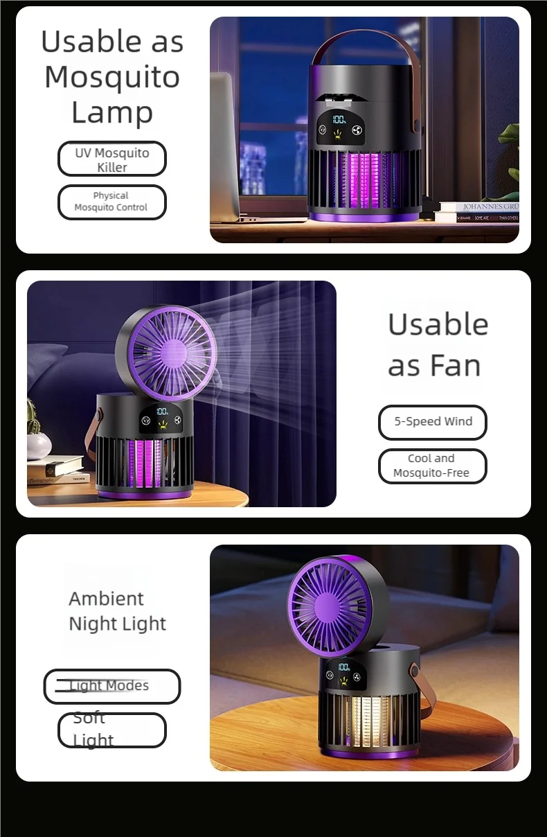 6-in-1 Mosquito Killer Lamp with Fan & Night Light